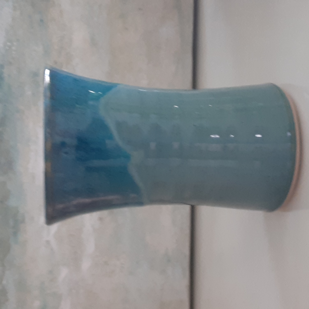 Kings Pottery Seagrove NC Blue Drip Glaze Vase